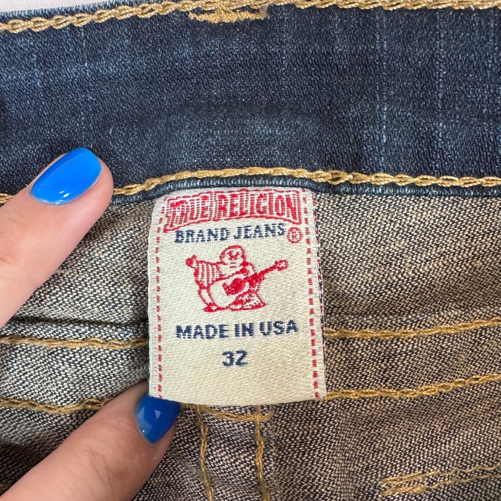 True Religion Bootcut Jeans Womens 32 Flap Pocket Rhinestone Button Y2K Vtg USA - Picture 6 of 16